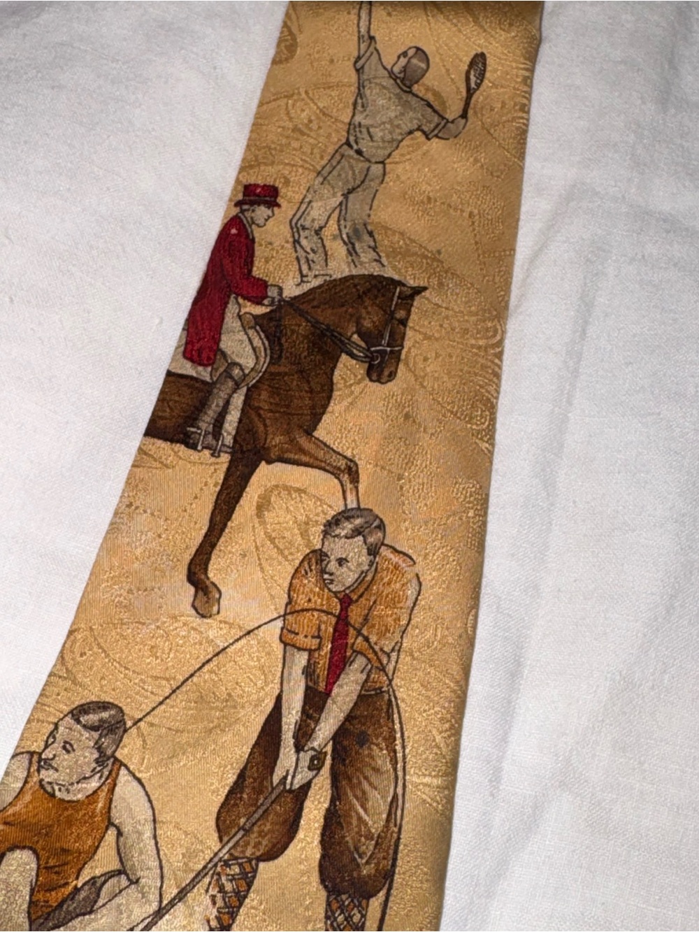 Vintage Polo Ralph Lauren antique gold silk  multi-sport vintage tie